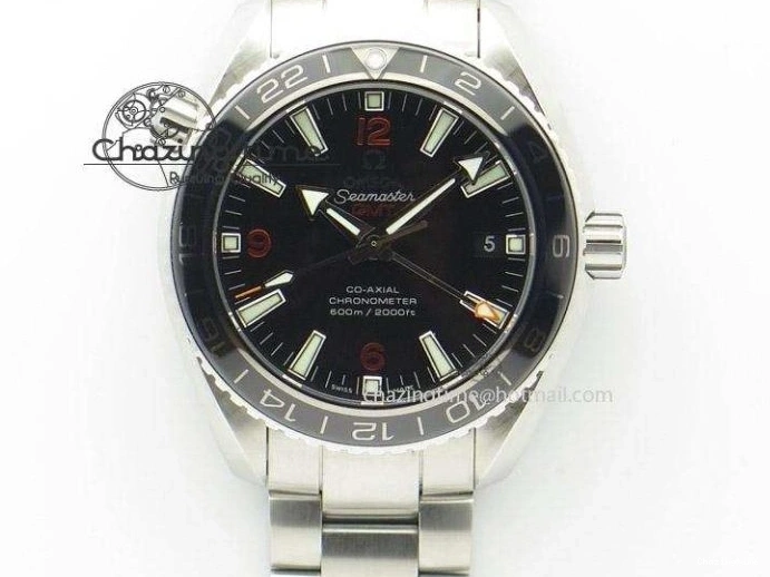 0103 Planet Ocean Master Chrono SS OM 1:1 Best Edition Black Dial On SS Bracelet A9900 V Fashionable 8113